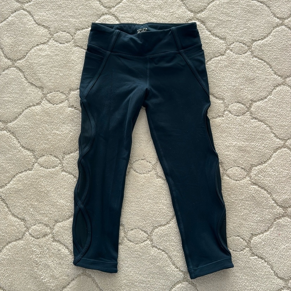 Athleta Girl dark turquoise leggings --size M8/10
